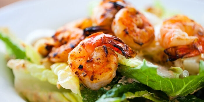 Grilled shrimp on fresh romaine, served at Fifth Avenue Taphouse New Brighton.